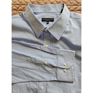 Alexandre London Men's Blue 100% Cotton Long Sleeve Shirt French Cuff 18 1/2